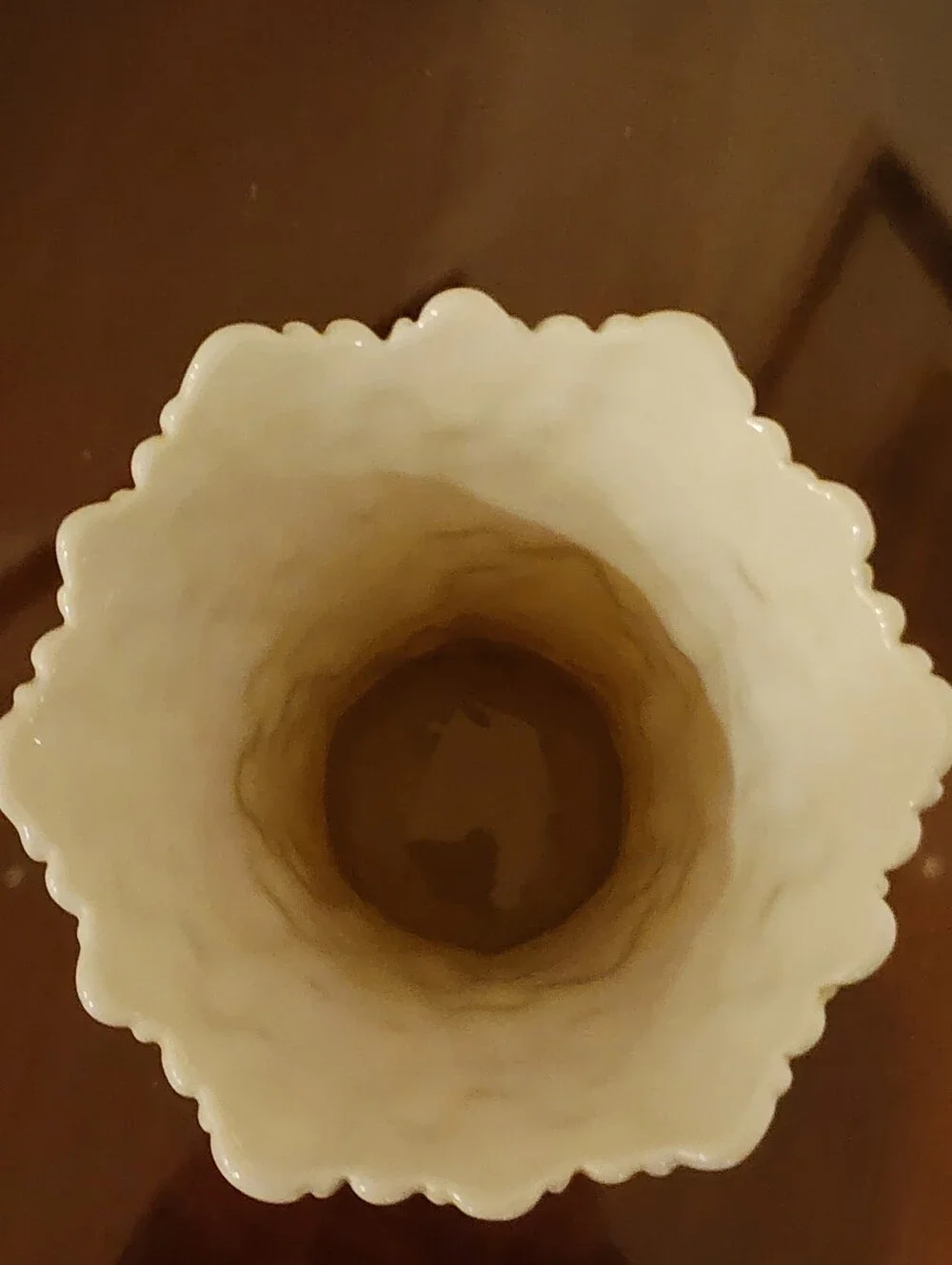Lenox Ivory Porcelain Embossed Floral Scalloped Vase Made in USA